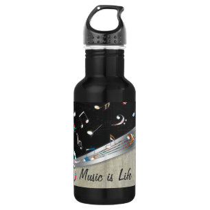 Phantastische coole "Music is Life" farbenfrohe Mu Edelstahlflasche