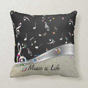 Phantastische coole "Music is Life" farbenfrohe Mu Kissen