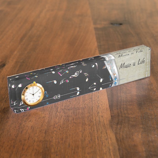 Phantastische coole "Music is Life" farbenfrohe Mu Namensplakette (Seite)