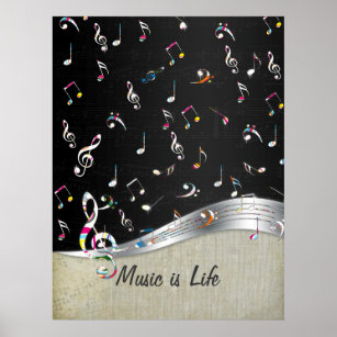 Phantastische coole "Music is Life" farbenfrohe Mu Poster