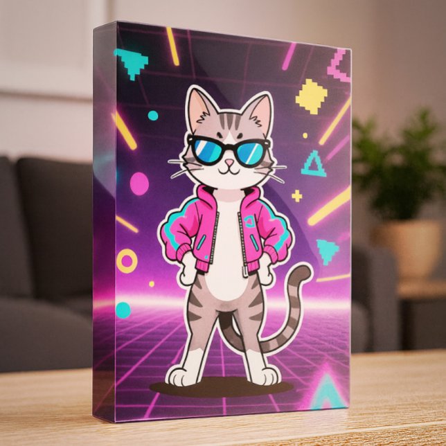 Phantastische Coole Retro-Gamer-Katze Fotoblock (Von Creator hochgeladen)