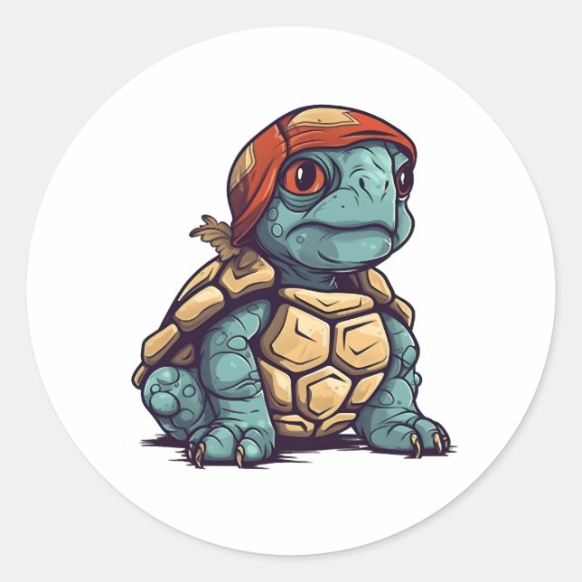 Phantastische Coole Schildkröte Runder Aufkleber (Vorderseite)