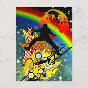 Phantastische coole Tänzerin Silhouette Gitarre Pl Postkarte