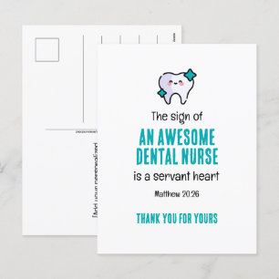 PHANTASTISCHE DENTAL NURSE SERVANT HERZ Vielen Dan Feiertagspostkarte