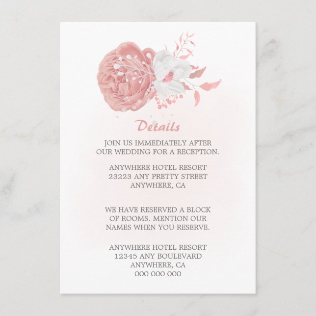 phantastische Details in Rosa und Weiß Begleitkarte (Vorderseite)