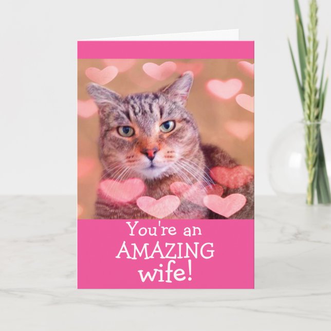 Phantastische Ehefrau Niedlich Kitty Valentine Feiertagskarte (Vorderseite)