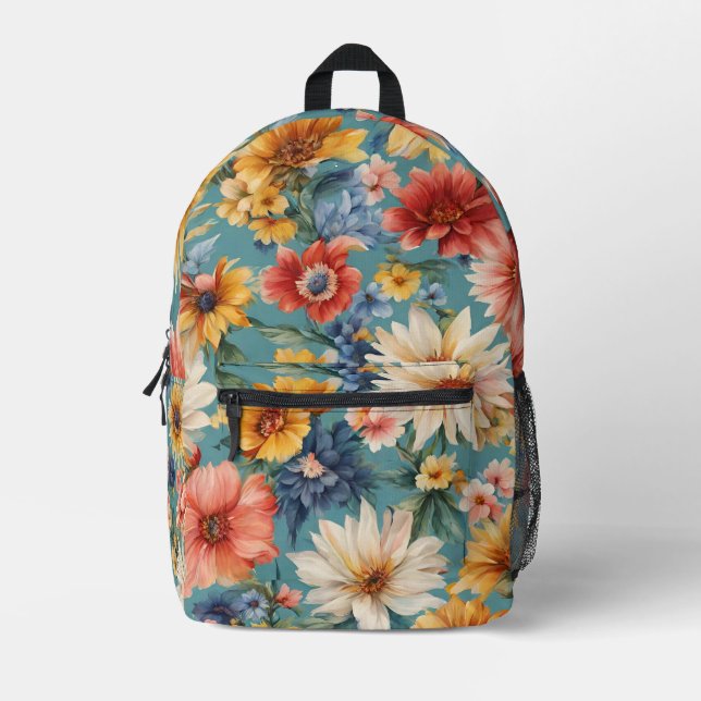 Phantastische elegante sanfte Sommer-Blume Bedruckter Rucksack (Vorderseite)