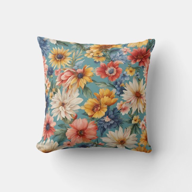 Phantastische elegante sanfte Sommer-Blume Kissen (Vorderseite)