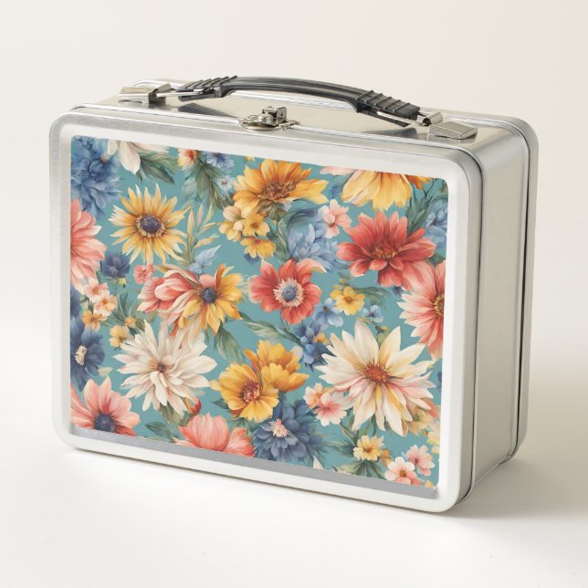 Phantastische elegante sanfte Sommer-Blume Metall Brotdose (Vorderseite)