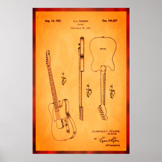Phantastische elektrische Gitarre Patent Art Cool  Poster