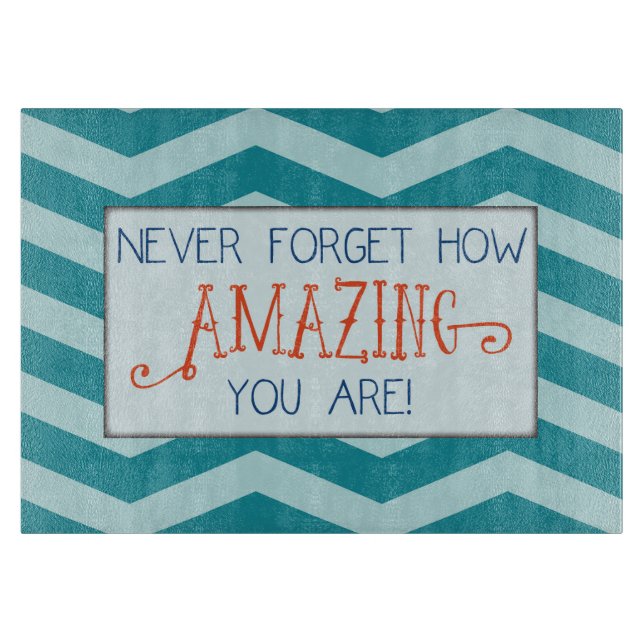 Phantastische Ermutigung mit Aquamarinem Zickzack  Schneidebrett (Vorderseite)