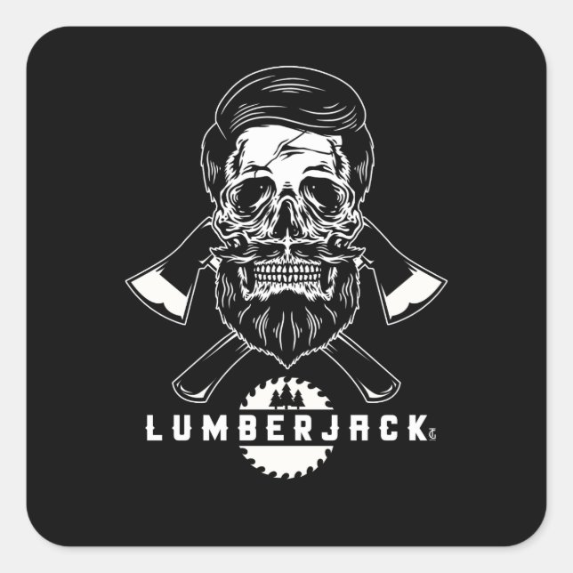 Phantastische erschütterte Lumberjack-Grafik Quadratischer Aufkleber (Vorderseite)