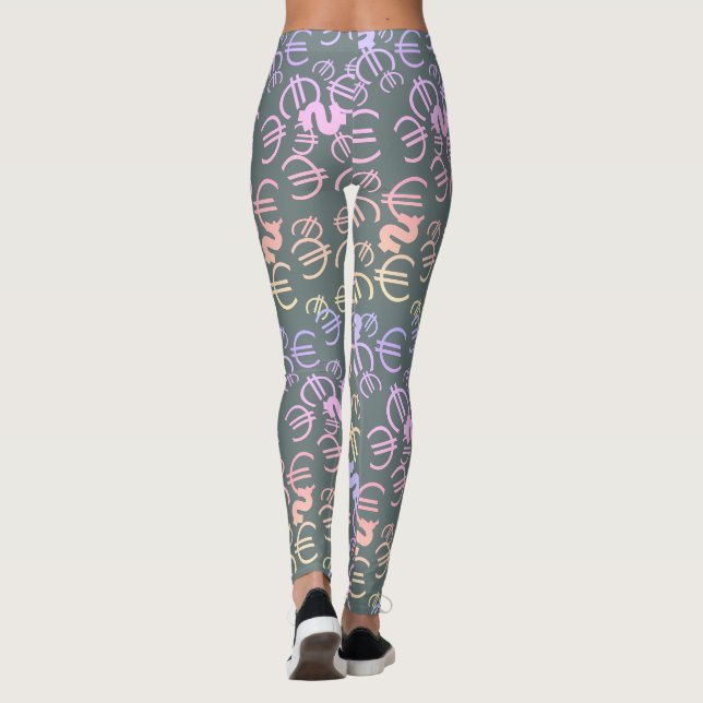 Phantastische Euro Dollars Muster Leggings (Rückseite)