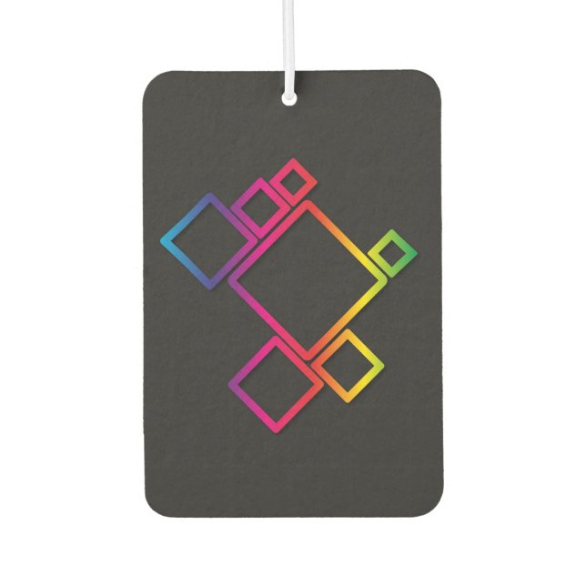 Phantastische, farbenfrohe Quadrate auf Schwarz Nr Autolufterfrischer (Vorderseite)