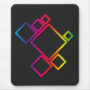 Phantastische, farbenfrohe Quadrate auf Schwarz Nr Mousepad