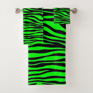 Phantastische Farbkombination Lime Green Zebra Badhandtuch Set