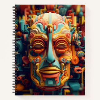 Phantastische Farbkunst Grafik menschliches Gesich Notizbuch