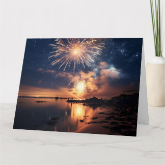 Phantastische Feuerwerkskörper über Wasser Karte