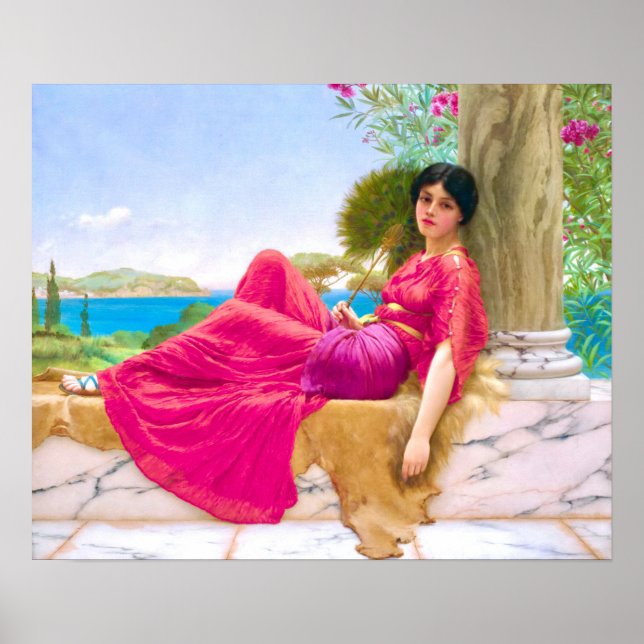 Phantastische Frau in Fuchsia von John William God Poster (Vorne)