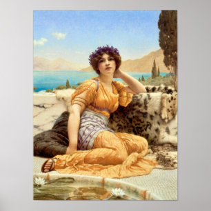 Phantastische Frau in Orange von John William Godw Poster