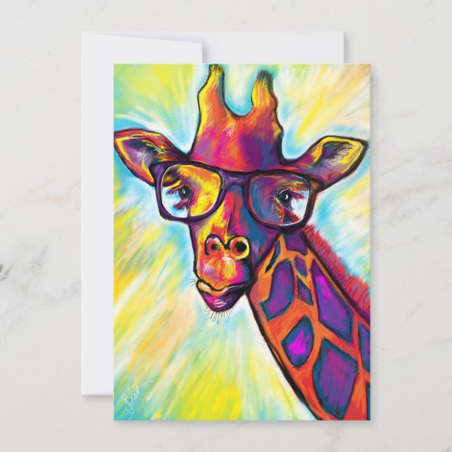 Phantastische Giraffe mit Brille - Blank Note Card Dankeskarte (Vorderseite)
