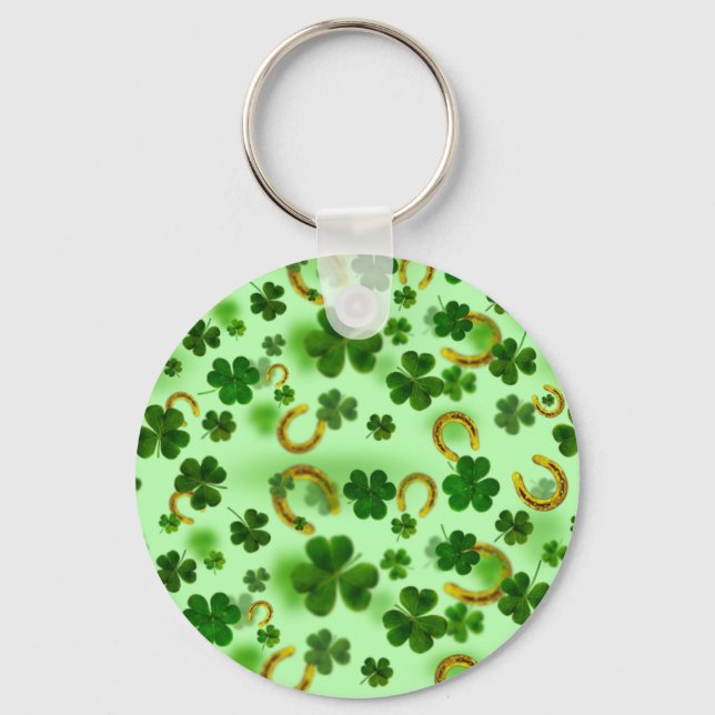 Phantastische grüne Klee, Hufeisen, gute Sperre Schlüsselanhänger (Vorderseite)