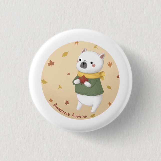 Phantastische Herbstillustrierung Kunst Button (Vorderseite)