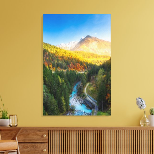 Phantastische Herbstlandschaft in Auronzo di Cador Leinwanddruck (Insitu (Wohnzimmer))