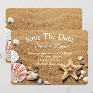 Phantastische Hochzeit am Strand, Muscheln  Save The Date