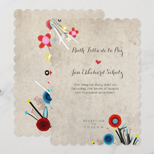 Phantastische Hochzeitseinladung Scallope Rupydete Einladung (Vorne/Hinten)