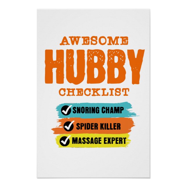 Phantastische Husband Checkliste Funny Poster (Vorderseite)