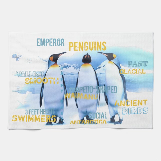 Phantastische Kaiserin Pinguine Typografie Kunst Handtuch (Horizontal)