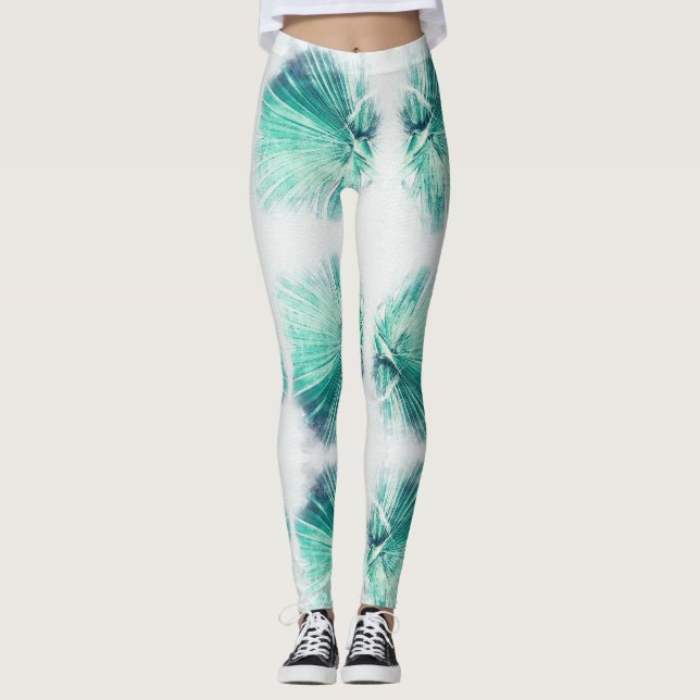 Phantastische Leggings aus Grünpalmenblättern (Vorderseite)