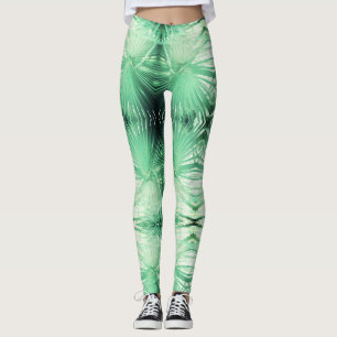Phantastische Leggings mit blassgrünem Palmenblätt