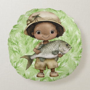Phantastische Loaves und Fish Round Throw Kissen