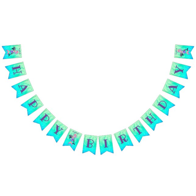 Phantastische Meerjungfrau mit Regenbogenhaar und  Wimpelkette (Alle)