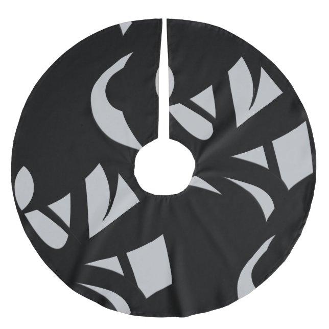 Phantastische Moderne Kunst Grau / Schwarz Polyester Weihnachtsbaumdecke (Vorderseite)