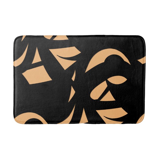 Phantastische moderne Kunstpfirsich / Schwarz Badematte (Vorderseite)