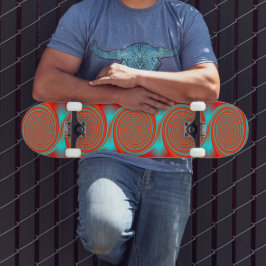 Phantastische Orange Aqua Swirl Circles auf Skateb Skateboard