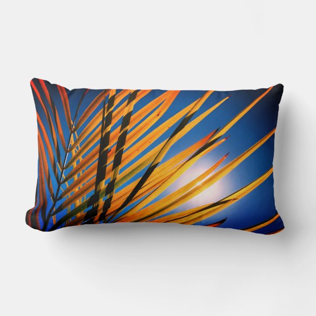 Phantastische Palm Tree Blätter Blue Sky Sun Throw Lendenkissen (Vorderseite)
