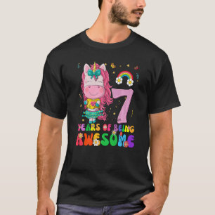 Phantastische Prinzessin Unicorn Geburtstag 7-jähr T-Shirt