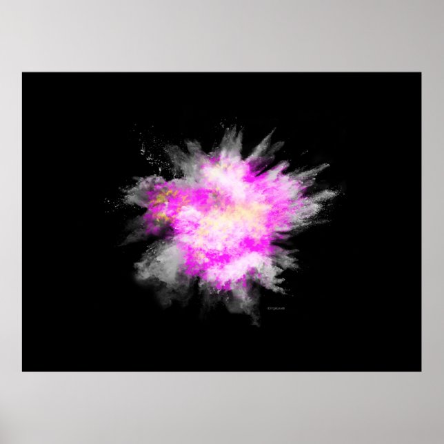 Phantastische Pulverfarbe Farbe Explosion rosa gel Poster (Vorne)