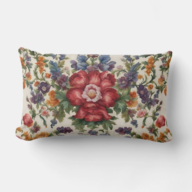 Phantastische, raffinierte rote Blume und empfindl Lendenkissen (Vorderseite)