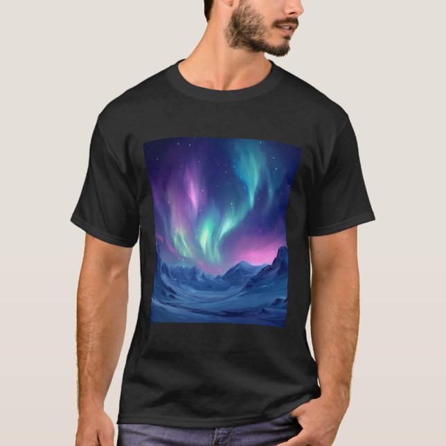 Phantastische schöne Nordlichter bunt T-Shirt (Vorderseite)