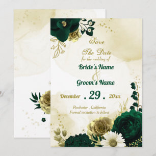 Phantastische smaragdgrüne Elfenbeingolden-Blume Save The Date