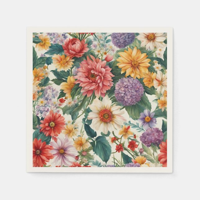 Phantastische Sommergarten Farbige Blume Serviette (Vorderseite)