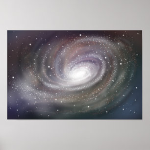 Phantastische Spiralgalaxie, die im Weltraum leuch Poster