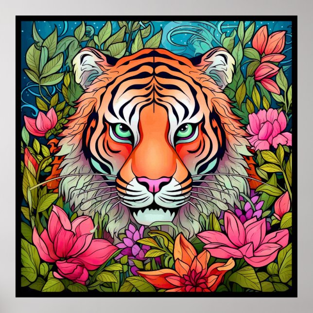 Phantastische Tiger-Kunst im Jungle-Poster Poster (Vorne)