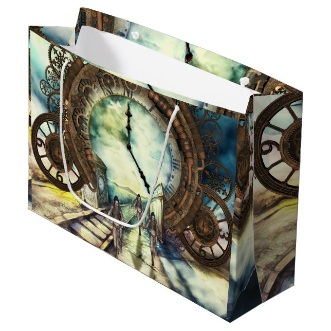 phantastische Uhr Große Geschenktüte (Vorderseite Schrägansicht)