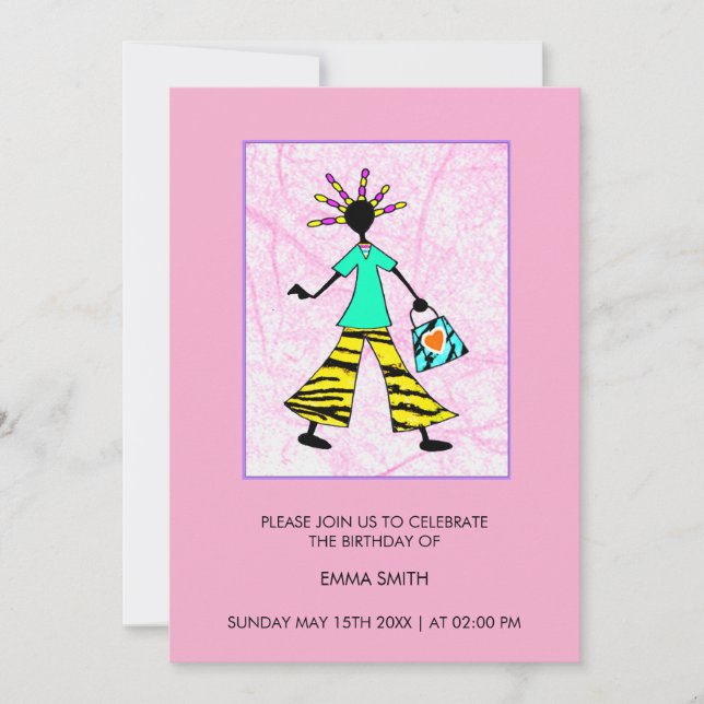 Phantastische und elegante Frau zum Geburtstag Einladung (Vorderseite)